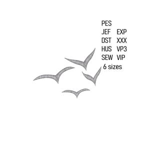 Seagull Emboidery Design, Bird Machine Embroidery File, Sea Animal Embroidery Stitch Pattern, 6 sizes.