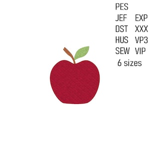 Apple Embroidery Design: Machine Embroidery File (6 Sizes, Instant Download)