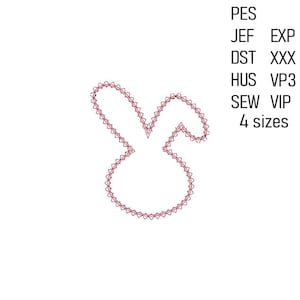 Bunny Applique Embroidery Design, Machine Embroidery File, Animal Embroidery Pattern, 4 sizes.