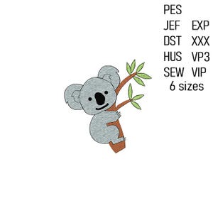 Koala Embroidery Design: Machine Embroidery File (Instant Download, 6 Sizes)