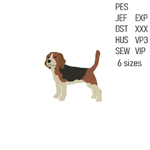 Borduurontwerp beagle-hond, dierlijk patroon, 6 maten, digitale download