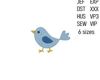 Mini Bird Embroidery Design: Machine Embroidery File (6 Sizes, Instant Download)