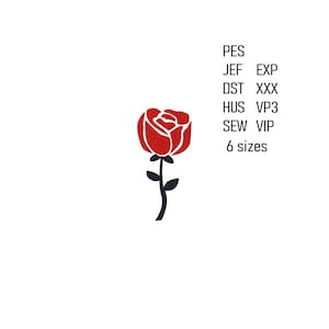 Rose Embroidery Design,  Flower Machine Embroidery File, Flowers Embroidery Pattern, 6 Sizes.