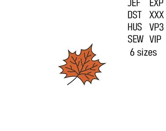 Maple Leaf Embroidery Design, Autumn Cozy Season Embroidery Pattern, 6 Sizes, Digital Download