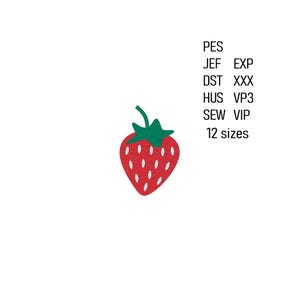 Strawberry Embroidery Design, Machine Embroidery File, Fruits Embroidery Pattern, Instant Download, 12 sizes.