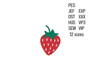 Diseño de bordado a máquina de fresa, patrón de fruta pequeña, 12 tamaños, descarga digital