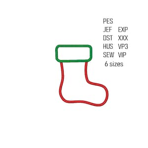 Christmas Stocking Applique: Machine Embroidery Design (6 Sizes, Instant Download)