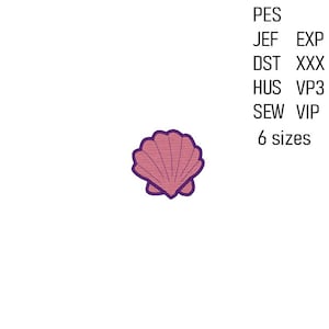 Seashell Embroidery Design, Machine Embroidery File, Ocean Shell Embroidery Pattern, Instant Download, Digital File for Hoop, 6 sizes