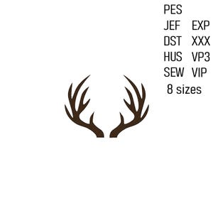 Deer Antlers Embroidery Design, Machine Embroidery File, Antlers Embroidery Pattern, Buck Deer Embroidery File, 8 sizes.