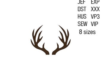 Deer Antlers Embroidery Design,Rustic Woodland Pattern, 8 Sizes