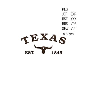 Texas Embroidery Design: Lone Star State Pattern (6 Sizes, Digital Download)