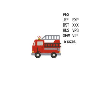 Fire Truck Embroidery Design, Machine Embroidery File, Fireman Embroidery Pattern, Instant Download, 6 sizes