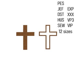 Cross Embroidery Design, Machine Embroidery File, Cross Applique Embroidery Pattern, 12 sizes