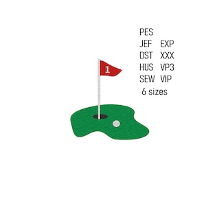 Mini Golf Course Embroidery Design, Machine Embroidery File, Golf Embroidery Pattern, 6 sizes.