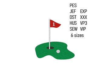 Mini Golf Course Embroidery Design, Machine Embroidery File, Golf Embroidery Pattern, 6 sizes.