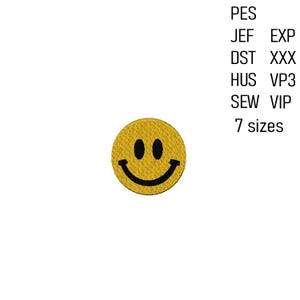 Smiley Emoji Embroidery Design, Machine Embroidery File, Smiley Face Embroidery Pattern, 7 sizes.