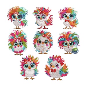 8+ Funny Crazy Chicken Embroidery Design, Floral Chicken Machine Embroidery File, Cute Chicken Machine Embroidery ,8 sizes, Instant Download