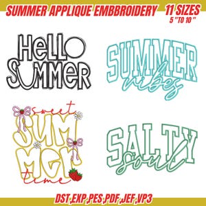 Summer Embroidery, Mini Summer Embroidery bundle, Beach Machine embroidery ,Summer Embroidery designs, beach embroidery , instant download