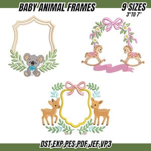 Bear Wreath,Rocking Horse,Deer Crest Frame Embroidery Design ,Newborn Banner Crest Frame Embroidery,Monogram Frame Machine Embroidery