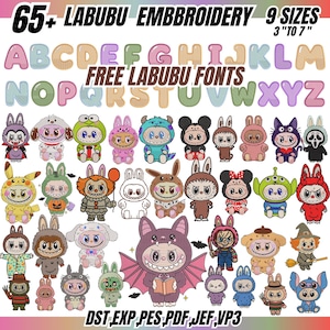65+ Labubu Embroidery Bundle, Cute Cartoon Character Embroidery Designs, Labubu Monster Embroidery, Labubu Embroidery pattern, 9 Sizes