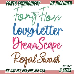 BX Cursive Machine Embroidery Font, Monogram Script Alphabet, Satin Stitch Font, PES, DST, Boho Signature Font, 6 Sizes, Instant Download