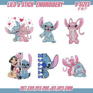 Stitch with Heart Embroidery Design, Stitch Lilo Embroidery Machine File, Cute Baby Stitch Heart Embroidery, Digital Embroidery Patterns
