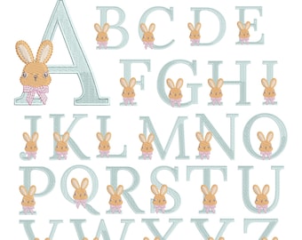 Alphabet Pierre Lapin, broderie Machine, police de Pâques (téléchargement numérique)
