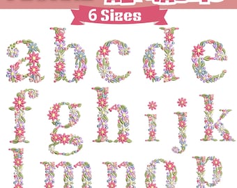 Floral Alphabet Embroidery Design: A-Z Flower Font (6 Sizes) (Digital Download)