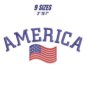 Amerika Stickerei Designs, amerikanische Flagge Stickmuster, USA Flagge Stickerei, Stickmuster, Instant Download, 9 Größen