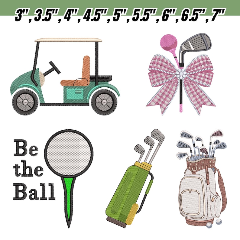 Golf Embroidery Designs Bundle, Golf Ball Embroidery, Golf Bag ...