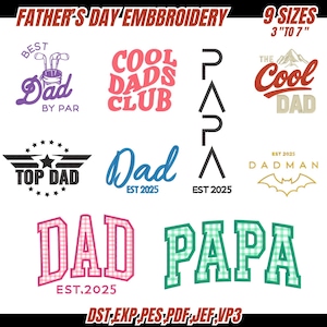 Dad Embroidery Design, Dad Trendy Embroidery Design, Dad Applique Embroidery Files, Dad Bundle Embroidery, Love Dad Embroidery 9 Sizes