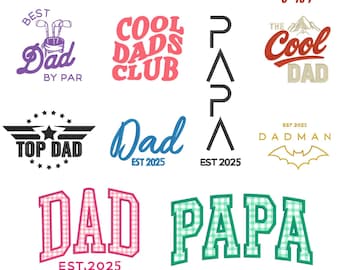Paquete de diseños de bordado para papá: 9 tamaños (descarga instantánea)