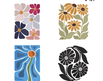 Conjunto de diseños de bordado de flores retro: patrones de bordado floral a máquina, bordado de flores vintage, bordado floral bohemio, descarga instantánea