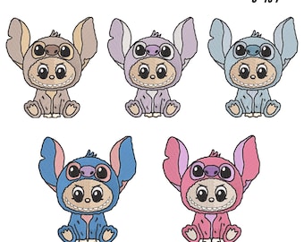 Labubu Embroidery Bundle, Cute Cartoon Character Embroidery, Labubu Monster Embroidery, Labubu Embroidery pattern, 9 Sizes