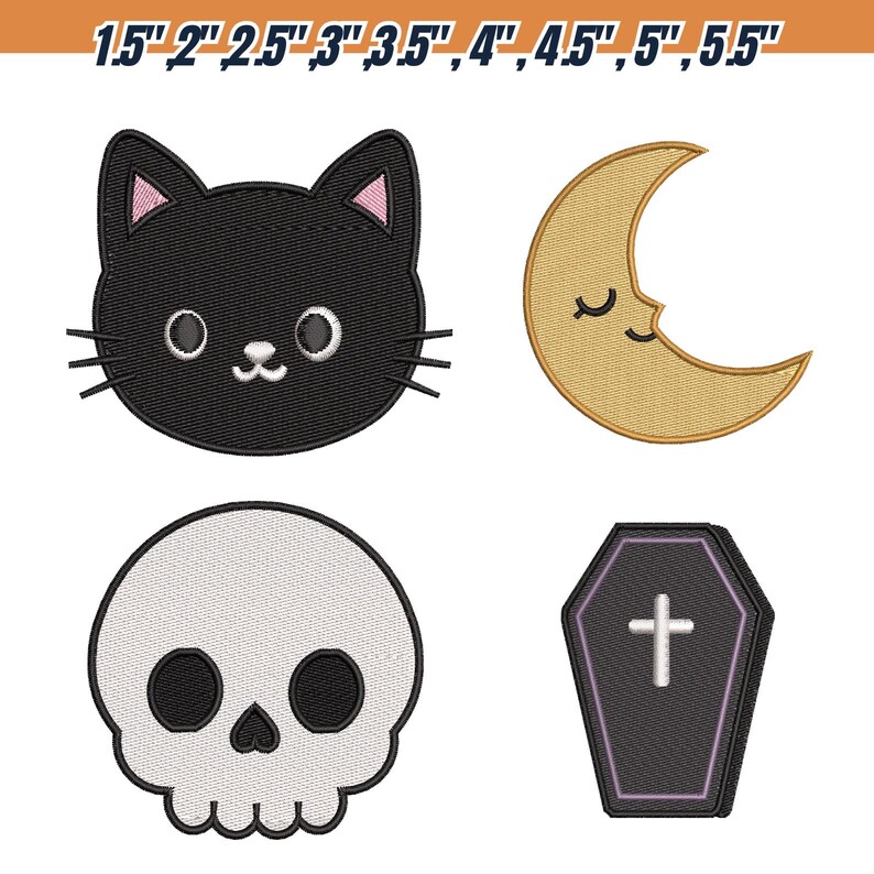 Mini Halloween Machine Embroidery Design Bundle, 10 Cute Spooky Icons ...