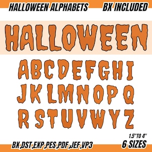 BX Halloween Alphabet Embroidery, Spooky Letters Embroidery, Halloween Fonts Embroidery, Machine Embroidery Design, Instant Download, 6 Size