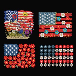 4 American Flag Machine Embroidery , USA Flag Embroidery Design, 4th of July Digital Download , Machine Embroidery USA Flag, 9 Sizes
