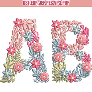 A-Z Floral Alphabet Embroidery Designs, Floral Alphabets Designs, 6 Sizes of Machine Embroidery, Upper Case Letters, Instant Download