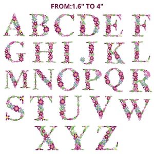 Floral Alphabet Embroidery Design A to Z, Floral Font Embroidery, A-Z Flower Alphabet Machine Embroidery Designs, Alphabet Embroidery