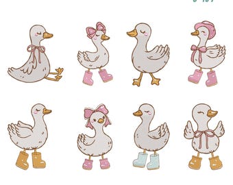 Goose Embroidery Design, Big Bow (3-7 inch) (Instant Download