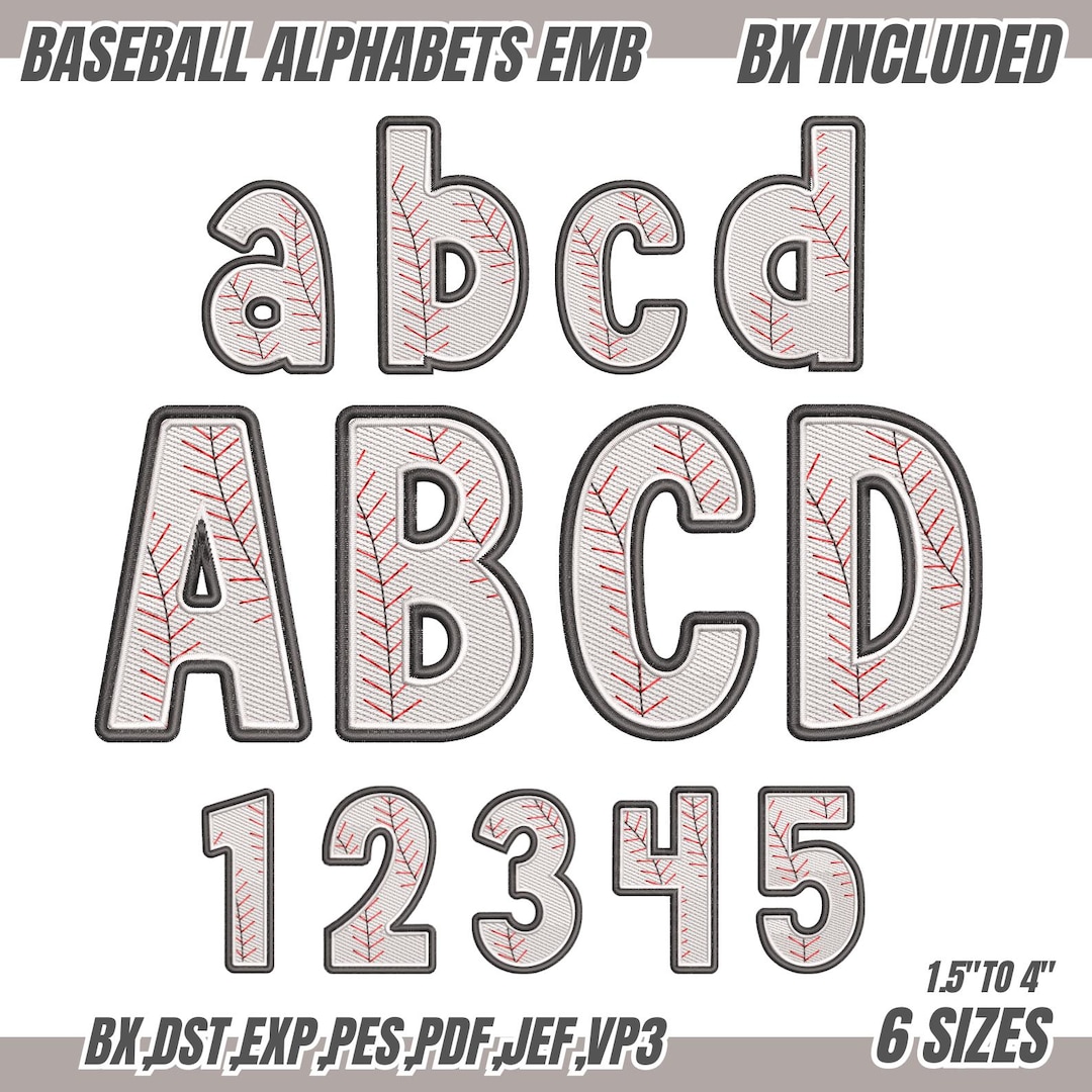 Baseball Letter Embroidery Design: Alphabet Machine Embroidery Files ...