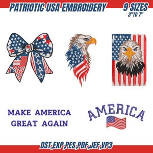 American Eagle,4th Of July Embroidery Design, American Coquette Bow Embroidery Design, American Girly Embroidery Design, Instant Download