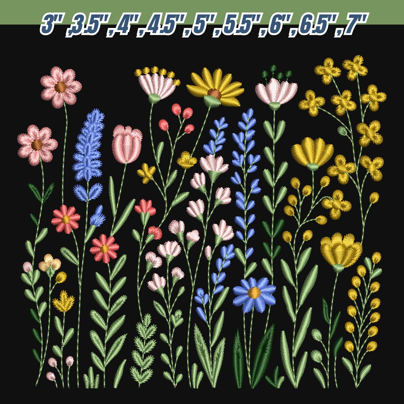 Wildflower Meadow Machine Embroidery Design: Cottagecore Floral ...