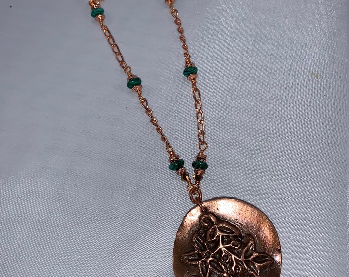 Botanical Copper Necklace with Malachite