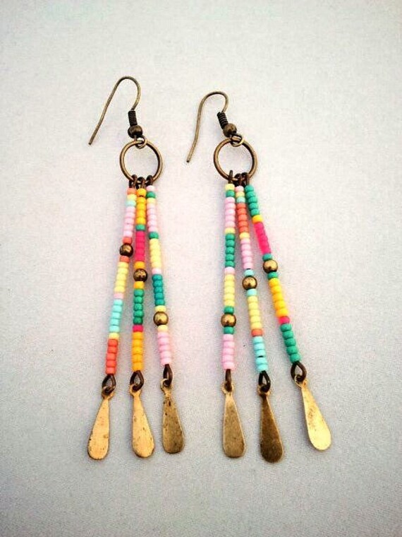 Download Items similar to Boho Southwest Style Color Block Seed Bead Earrings - The Cheyenne Earrings on Etsy