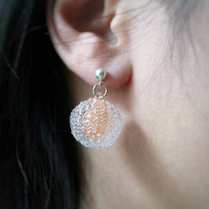 Handmade Double layer Glass Sphere Earrings | Lightweight Artistic Drop Jewelry | Showcasing Minimalist Style | Mother‘s Day Gift