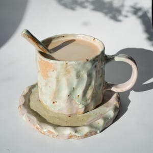 Handmade Ceramic Cup |  Mug Set | minimal classy pottery | hand pinched and hand painted ceramic | Heartwarming Gift