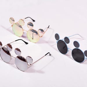 Gafas de sol redondas de Mickey Mouse, accesorio divertido para disfraz de fiesta, ideal para festivales de cosplay.