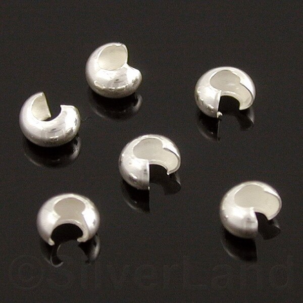 10pcs - sertissage argent Sterling lumineux couvercle, 3mm--(SCC1165B)