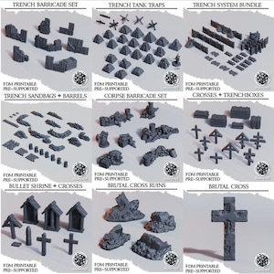 Grimdark Scatter Terrain Set | Trench Crusade Compatible WW1 | FDM Printed | Diceverse
